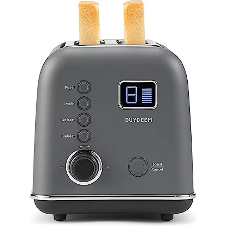 Buydeem DT730E 2 Slice Toaster, Ink Grey, mit motorisierter Auto-Lift-Funktion und neun automatischen Programmen
