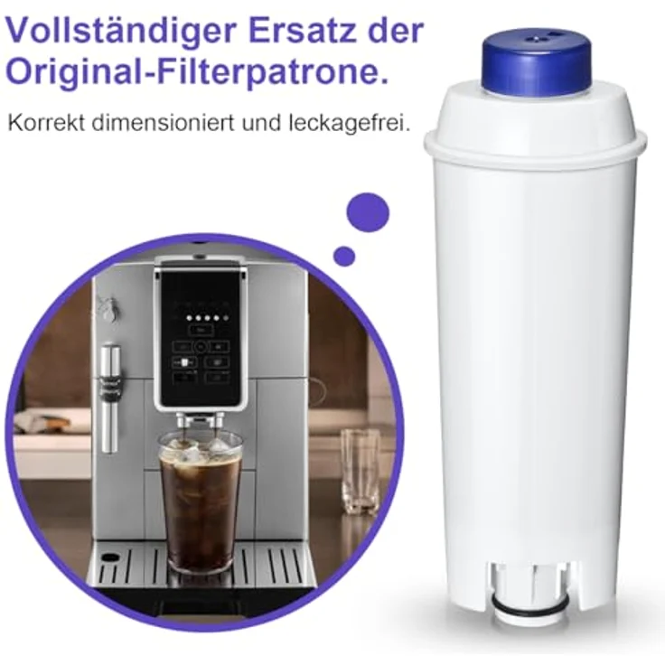Filswa Wasserfilter DLSC002 für De'Longhi Kaffeemaschinen, 6 Stück Filterkartusche zur Reduzierung von Kalkbildung und Verlängerung der Lebensdauer – Bild 5