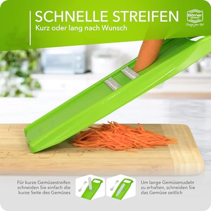 Original Börner Roko PowerLine - Gemüse- und Obstschneider für feine Streifen Gemüsehobel Julienneschneider – Bild 5