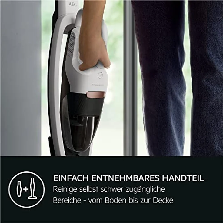 AEG HYGIENIC 5000 AS52HP25SH Akku-Staubsauger / 2in1 / angenehm leise 80 dB(A) / 58 % Recyclingmaterial / bis zu 55 Min. Laufzeit / Automatik / freistehend / alle Böden / inkl. Zubehör / grau – Bild 3