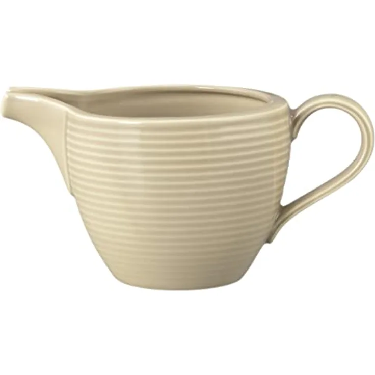 Seltmann Weiden Beat Color Glaze Milchkännchen, 290 ml, Gießer mit Rillen-Relief, Sahnekännchen aus Porzellan, Sandbeige