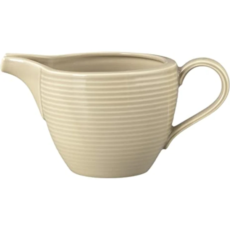 Seltmann Weiden Beat Color Glaze Milchkännchen, 290 ml, Gießer mit Rillen-Relief, Sahnekännchen aus Porzellan, Sandbeige – Bild 1