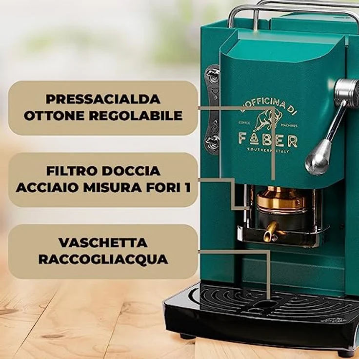 Faber Coffee Machines Pro Deluxe Espressomaschine ESE Pad 44 mm, einfache Reinigung, Tassenwärmer, schnelles Aufheizen, Chrom-Finish – Bild 3