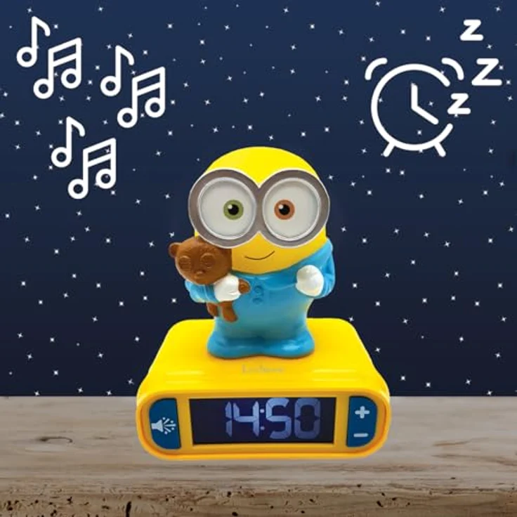 Lexibook Minions Nachtlicht-Wecker RL800DESLXB mit Bob-Design, Schlaffreundlicher LCD-Anzeige und einstellbarer Lautstärke – Bild 3