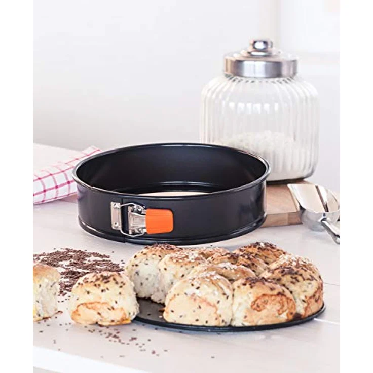 Le Creuset Antihaft Springform, Rund, Ø 26 cm, PFOA-frei, Sauerteigbeständig, Aus Karbonstahl gefertigt, Anthrazit-Orange – Bild 3