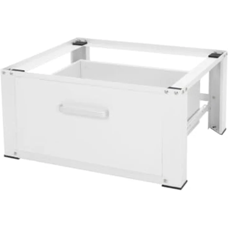 ML DESIGN modern living Waschmaschinen Untergestell mit Schublade 63x54cm Stahl Weiß bis 150kg, Robuster Sockel mit ergonomischer Höhe und praktischer Schublade – Bild 1