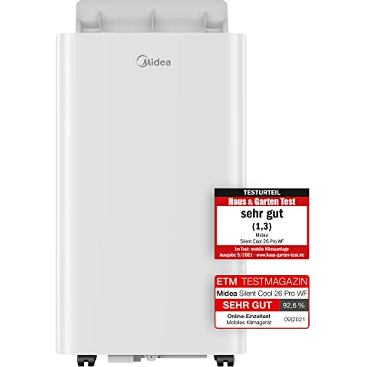 Midea Silent Cool 26 Pro WF Mobiles Klimagerät, 2,6 kW Kühlleistung, App-Steuerung, für Räume bis 80 m³, weiß – Bild 2
