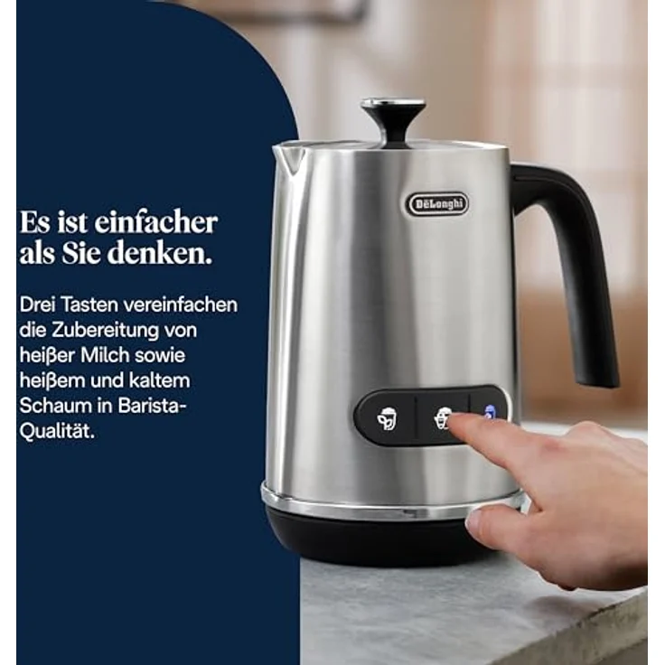 De'Longhi EMF3.M LatteMix, elektrischer Milchaufschäumer aus Metall, kompakt 11,5 cm hoch – Bild 3