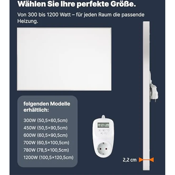 VIESTA® Infrarot Wandheizung mit Thermostat [INKL. TH12 THERMOSTAT] – Carbon Crystal Heizkörper – Badezimmer geeignet, 500W – Bild 4