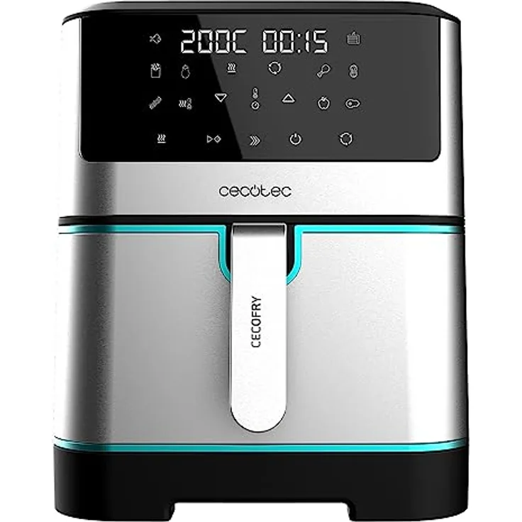 Cecotec Luftfritteuse Cecofry Supreme 8000. 8 Liter, 1800 W, Temperatur von 30 °C bis 200 °C, 10 voreingestellte Modi, Vorheizung, Alarm, Edelstahl-Finish, Touch-Panel