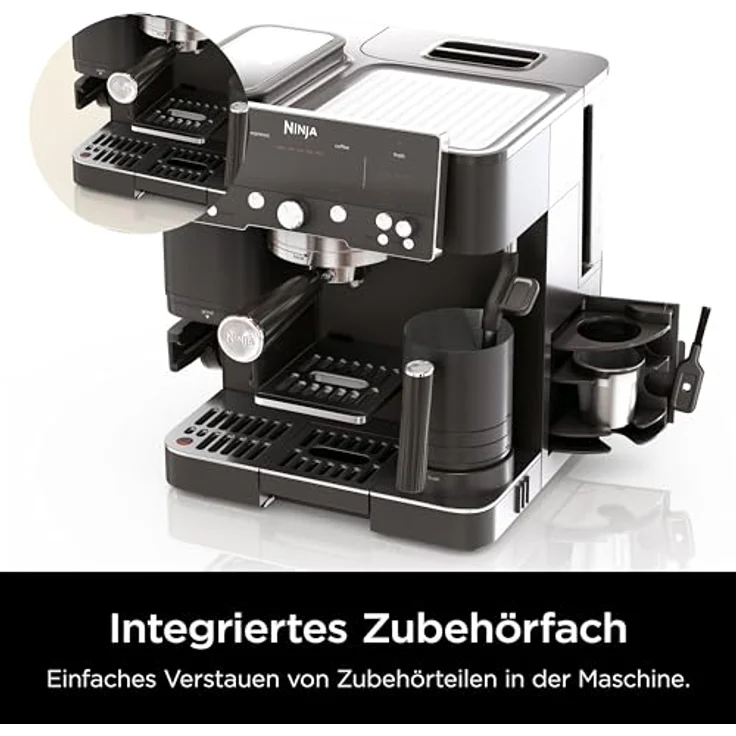 Ninja Luxe Café Premier ES601EUBK, Siebträgermaschine mit integriertem Kegelmahlwerk, Dual Froth System und automatischer Getränkeanpassung, Schwarz – Bild 3
