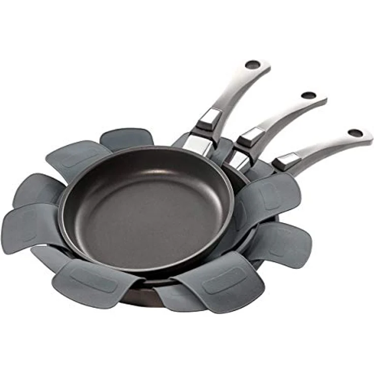 Berndes Silikon-Pfannenschutz-Set, 2 Stück, hitzebeständig bis 230 °C, grau, 40 cm Durchmesser, spülmaschinengeeignet – Bild 3