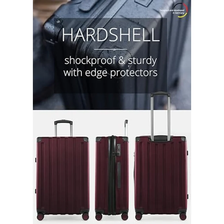 Hauptstadtkoffer Q-Damm - Mittelgroßer Hartschalenkoffer, TSA, 4 Rollen, Check-In Gepäck mit 6 cm Volumenerweiterung, 68cm, 89 L, Burgund – Bild 4