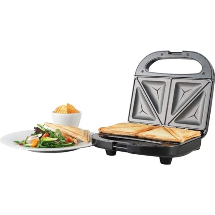 Progress EK5851P 2-Scheiben Sandwichtoaster – Elektrischer Doppel Snack Maker mit Antihaftbeschichtung, Automatischer Temperatursteuerung und 750W Leistung – Bild 1