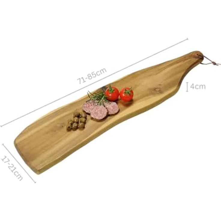 KESPER Schneide- und Servierbrett aus Akazienholz, 71 x 17 cm, 2,5 cm dick, braun, natur, FSC-zertifiziert mit Lederbändchen – Bild 5