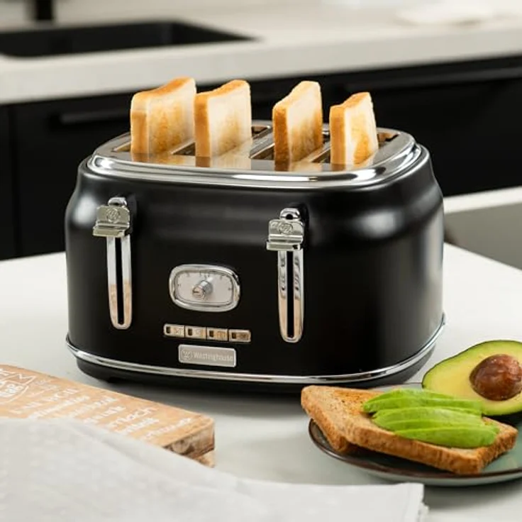 Westinghouse Retro Frühstücksset 4-Schlitz Toaster & Wasserkocher 1,7L, schwarz – Bild 4