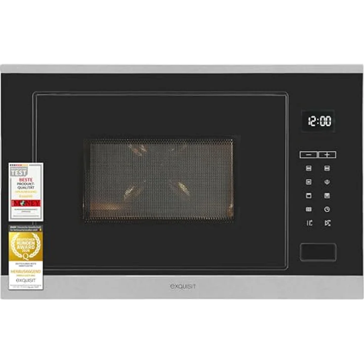 Exquisit Einbau-Mikrowelle EMW525-G-020 inox, 25 Liter, 900 W, Grillfunktion, Automatikprogramme, Kindersicherung – Bild 1