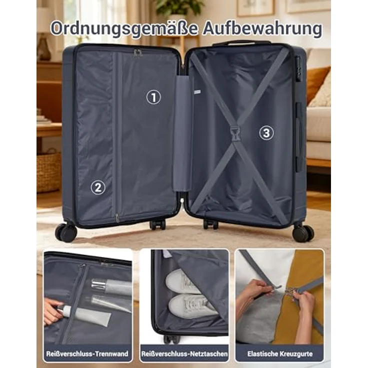 Shavont Handgepäck Koffer 55x40x20 cm, Ryanair Kabinentrolley mit 4 leisen Rollen, 34.75 L Volumen, ABS+PC Hartschale – Bild 5