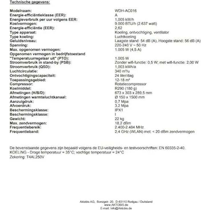 WDH WDH-AC016, Klimagerät mit 9.000 BTU/h Kühlleistung, App-Steuerung, für Räume bis 18m² – Bild 10