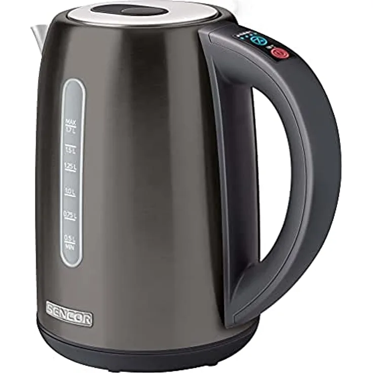 Sencor SWK7708BK Wasserkocher, 2150 Watt, 1,7 Liter, variable Temperatur, Filter, Abschaltautomatik, grau