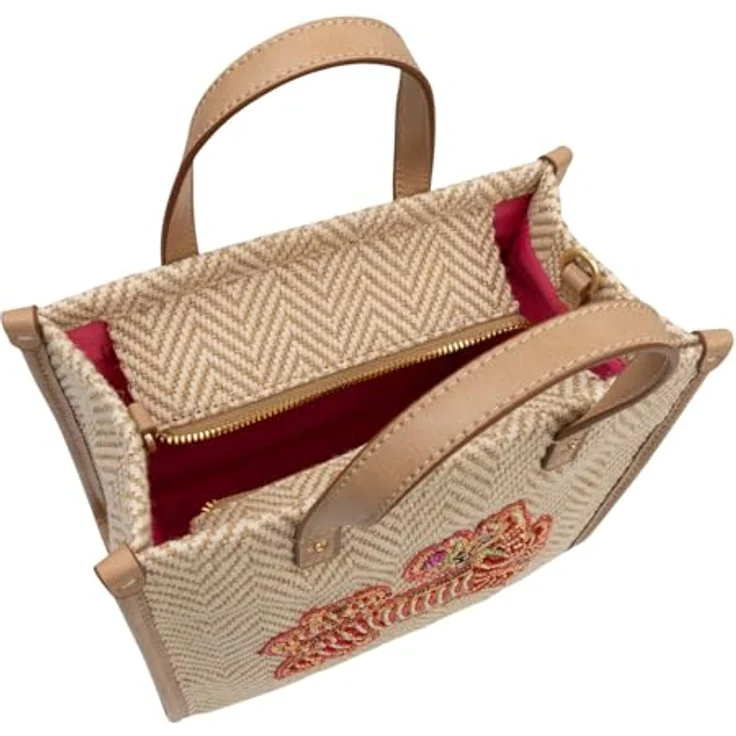 Oilily Zigzag Stripe Shopper Tasche, beige, 100% Bast, 22 cm x 10 cm x 21 cm – Bild 4
