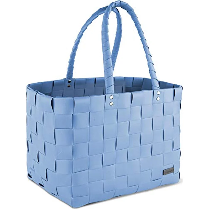 normani Einkaufstasche geflochten mit Henkeln, extra robuste Tragetasche für Lebensmittel und Haushaltswaren, 20 Liter Volumen, Farbe Light Blue – Bild 2