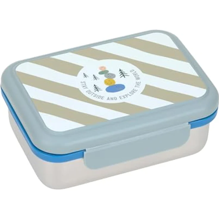 LÄSSIG Edelstahl Lunchbox, Sunny Explorer Grün, mit flexiblem Trenner und sicherem Silikonverschluss, 1 l, spülmaschinengeeignet – Bild 1