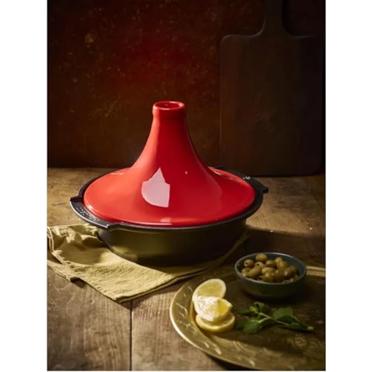 PEUGEOT Tagine ATLAS 30cm, Auflaufform aus Aluminium mit Keramikdeckel und induktionsgeeignet, rot – Bild 4