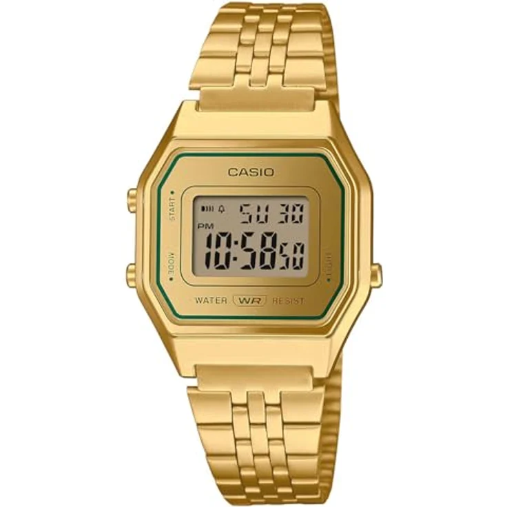 Casio Watch LA680WEGV-9AEF, digitale Uhr mit Kalenderfunktion und Gold-Edelstahl Band – Bild 1
