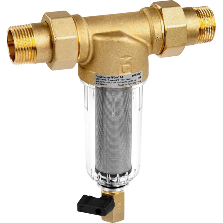 Honeywell Wasserfilter Feinfilter FF06 MiniPlus - DN 25, 1" Transparentes Gehäuse, einfache Reinigung, hohe Betriebstemperatur