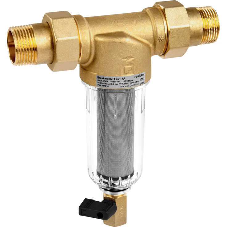 Honeywell Wasserfilter Feinfilter FF06 MiniPlus - DN 25, 1" Transparentes Gehäuse, einfache Reinigung, hohe Betriebstemperatur