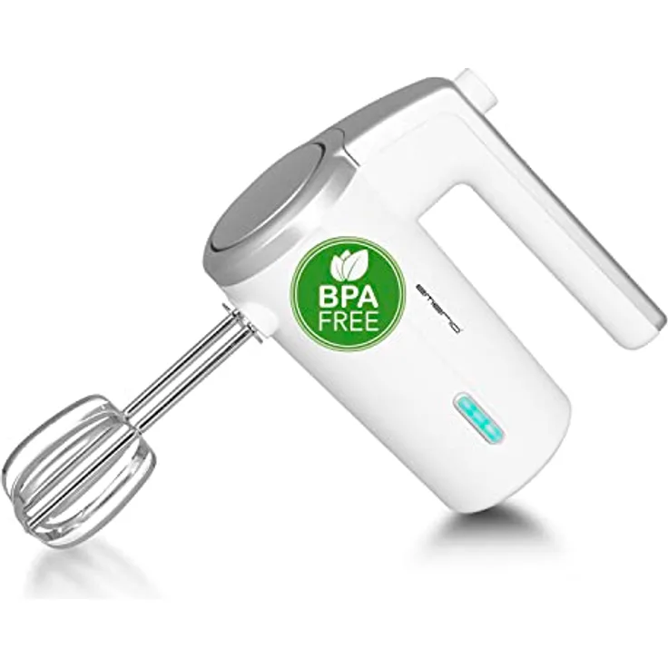 EMERIO kabelloser Akku Handmixer / -rührer - 2 Rührstäbe - 3 Geschwindigkeiten - 2000mAh/7,4V - BPA frei - Akkustand Anzeige - USB Ladekabel - bis zu 10 Zyklen á 3 Min - wiederaufladbar - HM-126681