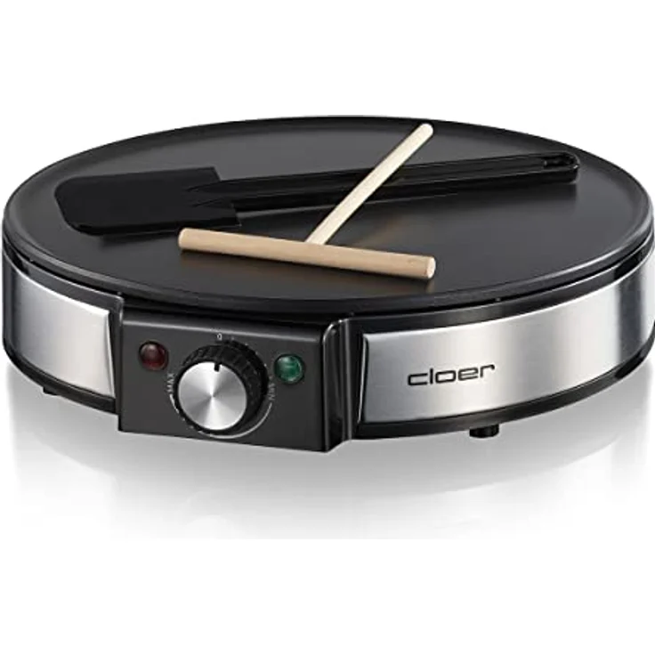 Cloer 6630 Crêpes Maker, 30 cm Backfläche, Standfunktion, Kunststoffgehäuse, antihaftbeschichtet, schwarz, edelstahl – Bild 2