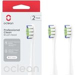 Oclean Bürstenköpfe Professional Clean 2 pack, DuPont-Borsten Ersatzbürsten kompatibel mit Oclean elektrische Zahnbürste, W-Shape Zahnbürstenkopf mit Zungenreiniger, Weiß