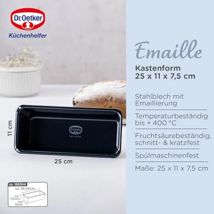 Dr. Oetker Kastenform 25 cm, robuste Brotbackform, Kuchenform für saftige Kuchen und deftige Brote, Serie Back-Liebe le, Menge: 1 Stück – Bild 3