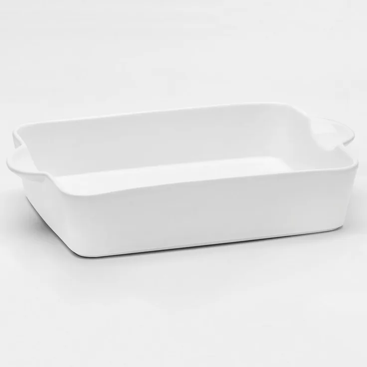 van Well Auflaufform, rechteckig 35 x 22,5 x 7,5 cm, Porzellan, weiß glänzend, spülmaschinen- und mikrowellengeeignet