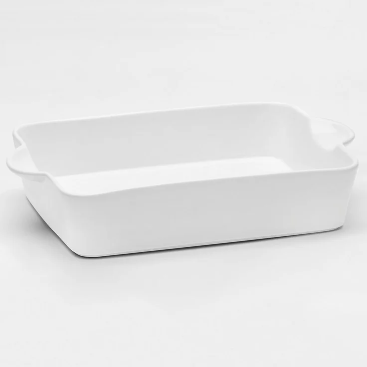 van Well Auflaufform, rechteckig 35 x 22,5 x 7,5 cm, Porzellan, weiß glänzend, spülmaschinen- und mikrowellengeeignet