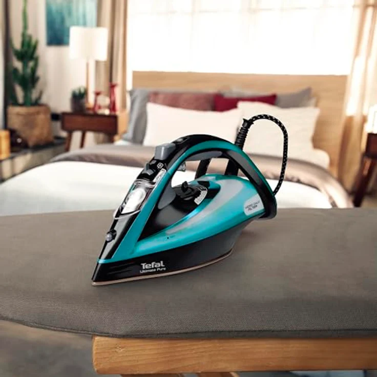 Tefal Ultimate Pure FV9844 Bügeleisen Trocken- und Dampfbügeleisen Durilium Autoclean-Bügelsohle Schwarz, Blau 3200 W – Bild 6