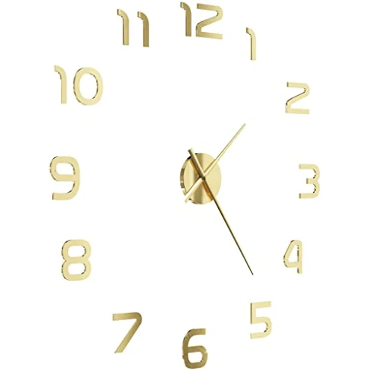 vidaXL 3D Wanduhr Modernes Design 100cm XXL Golden Wand Uhr Wandtattoo Deko – Bild 3