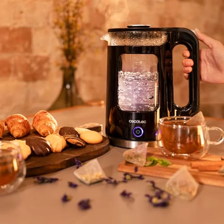 Cecotec Thermosense 330 Glassy, Elektrischer Wasserkocher aus Borosilikatglas, 1,7L, 2200W, 360°-Basis, Antikalk-Filter, Kabelloser Behälter, Leuchtanzeige – Bild 3