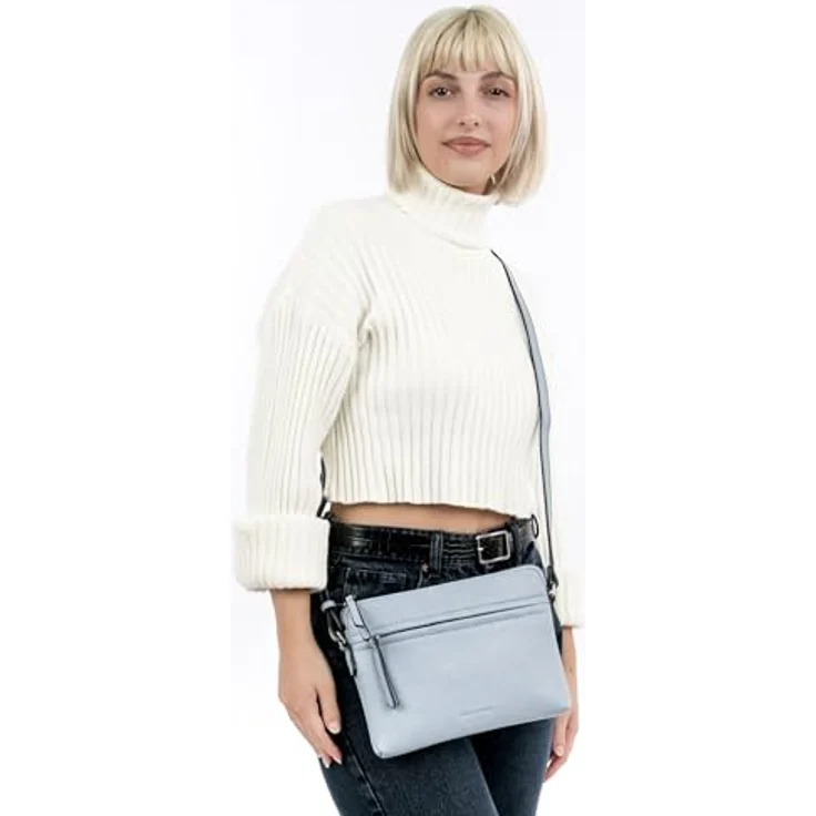 EMILY & NOAH E&N Emma, Umhängetasche aus Kunstleder mit Reißverschluss, Uni-Design, längenverstellbarem Umhängeriemen, schwarz – Bild 3