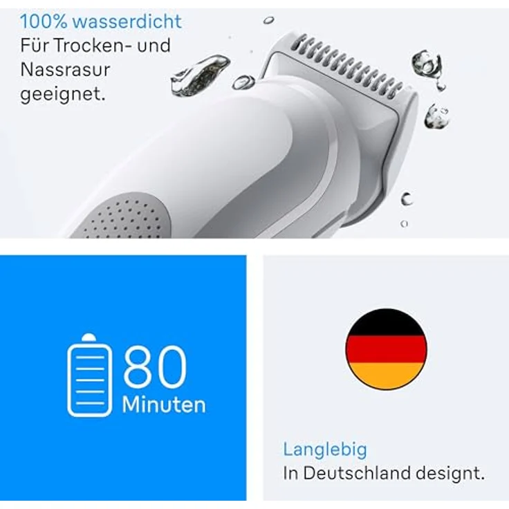 Braun Bodygroomer BG3530, Extra Hautschutz, 80 Min Akkulaufzeit, wasserdicht, hellgrau – Bild 6