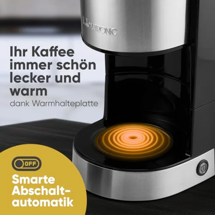 CLATRONIC Filterkaffeemaschine KA 3808, Filterkaffeemaschine für 12 - 14 Tassen Kaffee, Edelstahlfront, Nachtropfsicherung, 800W, blau – Bild 5