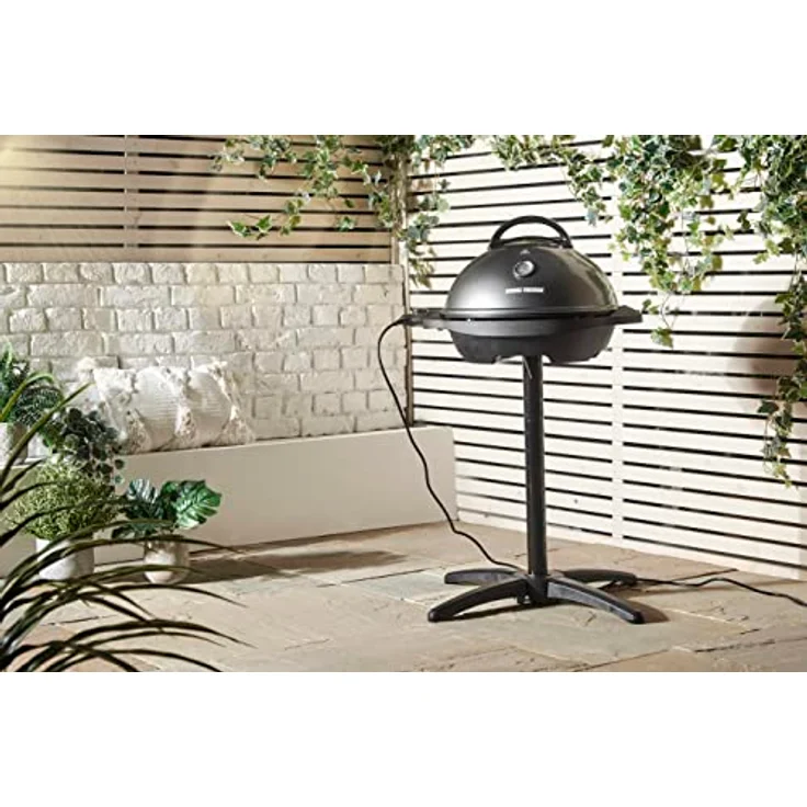 George Foreman 22460-56 Stand- & Tischgrill 2-in-1, Universal-Grill für Innen- und Außennutzung, Ø 44,5cm, außenliegendes Thermometer, 2400 Watt, schwarz – Bild 4