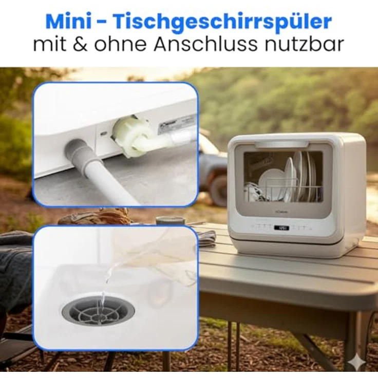 Bomann® TSG 5704 Tischgeschirrspüler, Mini Geschirrspüler mit integriertem Wassertank, 6 Programme, 36-70°C, Camping Spülmaschine, silbergrauer Geschirrkorb – Bild 3