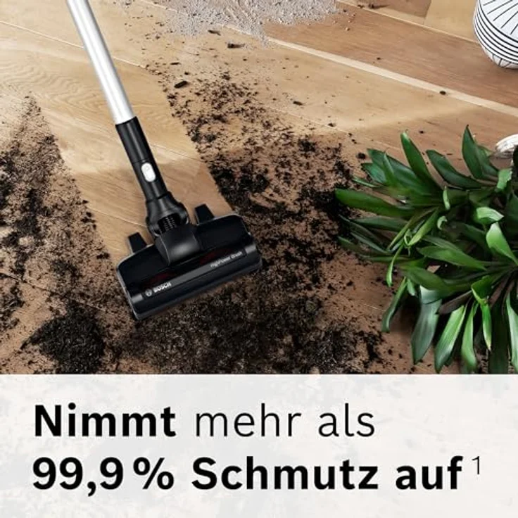 Bosch Akku-Staubsauger Unlimited 7 BSS715XFRSH, kabellos, Knickrohr, Niedriger Geräuschpegel, 10 Jahre Motorgarantie, 2 Akkus, Schnellladegerät, Schwarz – Bild 2
