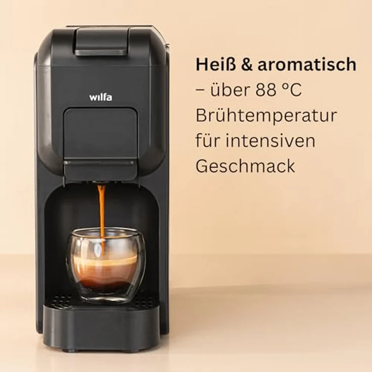 Wilfa VOLO MINI MMA1T-TC15, Kapselmaschine kompatibel mit Nespresso und Dolce Gusto, 0,8-Liter-Wassertank, hohe Brühtemperatur über 88°C, schwarz – Bild 7