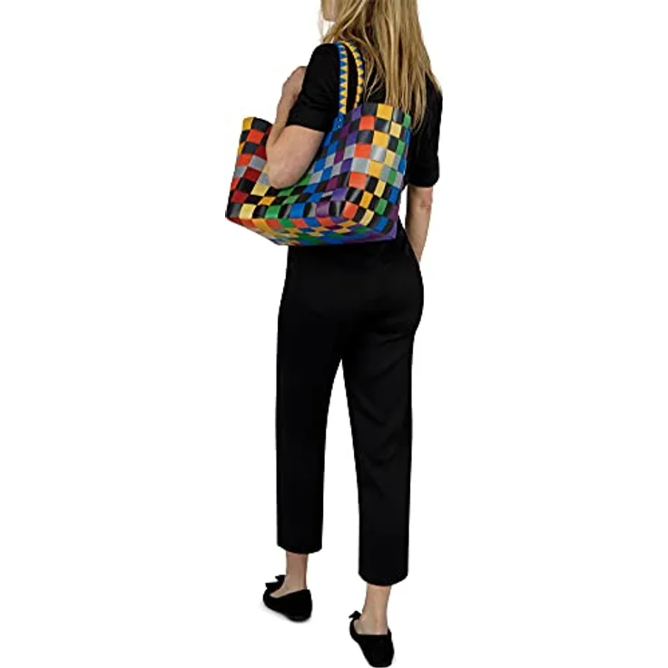 normani Einkaufstasche geflochten mit Henkeln, extra robuste Tragetasche 20L, Farbe Classic/Rainbow, aus 70% recyceltem Material – Bild 4