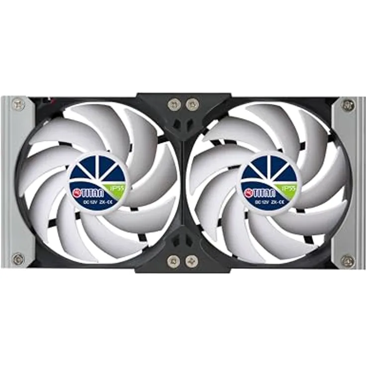 TITAN TTC-SC20 Series, 12V DC Wasserdichter Dual-Rackmount Lüfter mit Timer und 6-stufigem Geschwindigkeitsregler, IP55, 90mm