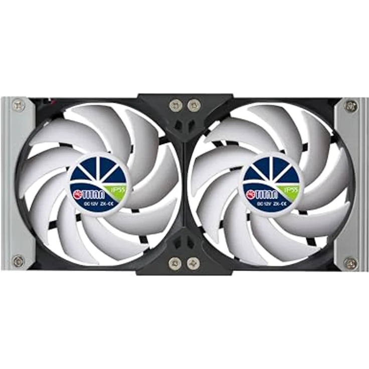 TITAN TTC-SC20 Series, 12V DC Wasserdichter Dual-Rackmount Lüfter mit Timer und 6-stufigem Geschwindigkeitsregler, IP55, 90mm – Bild 1